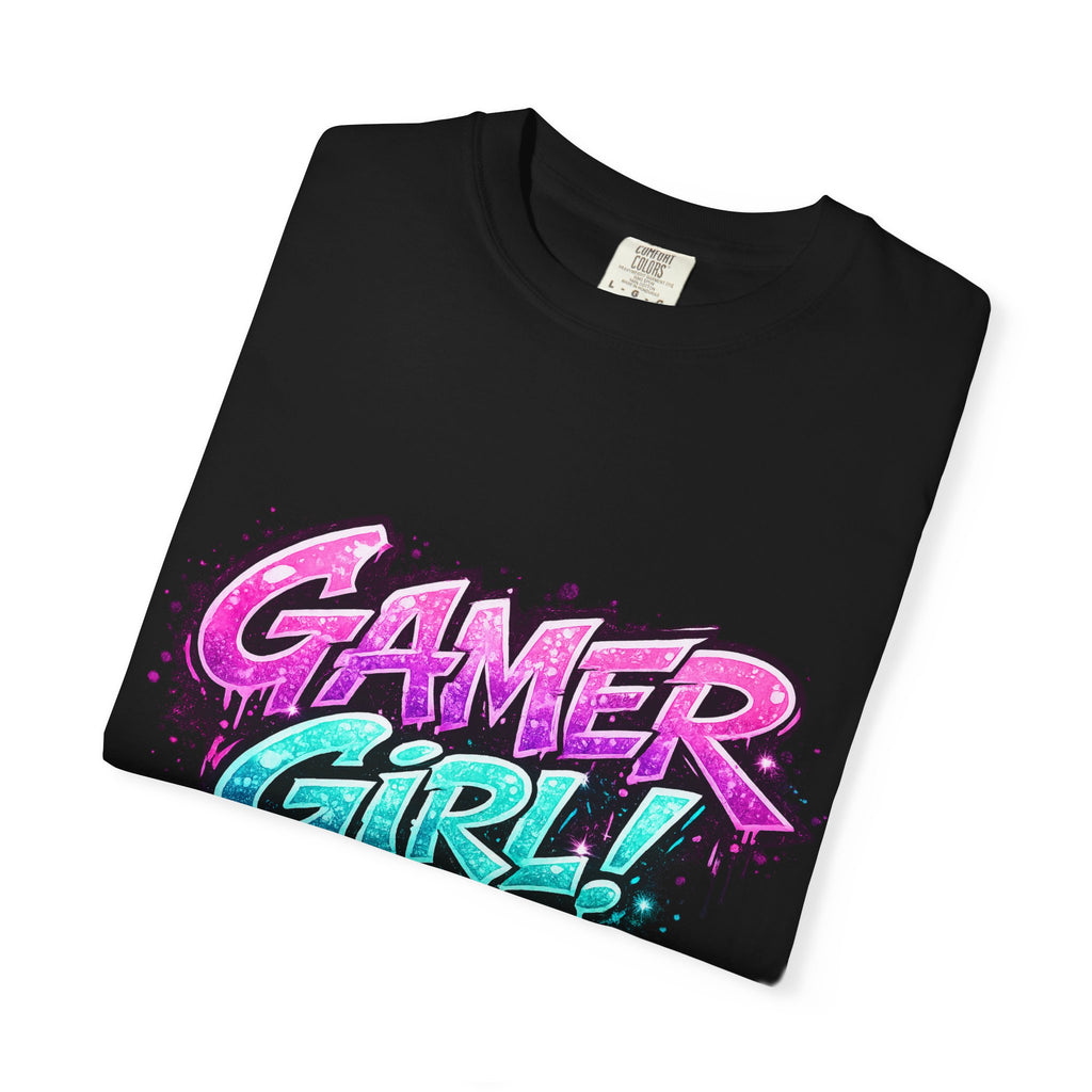 Gamer Girl T-Shirt — Retro Neon Graphic Tee for Female Gamers