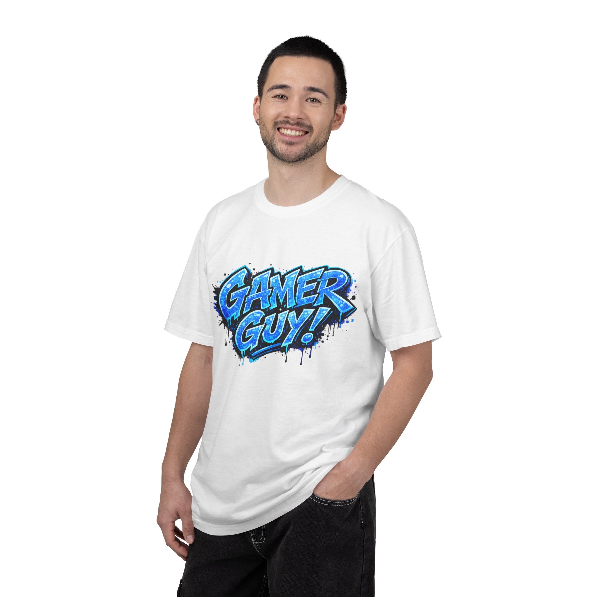 Gamer Guy T-Shirt — Blue Graffiti Gaming Tee for Men & Teens