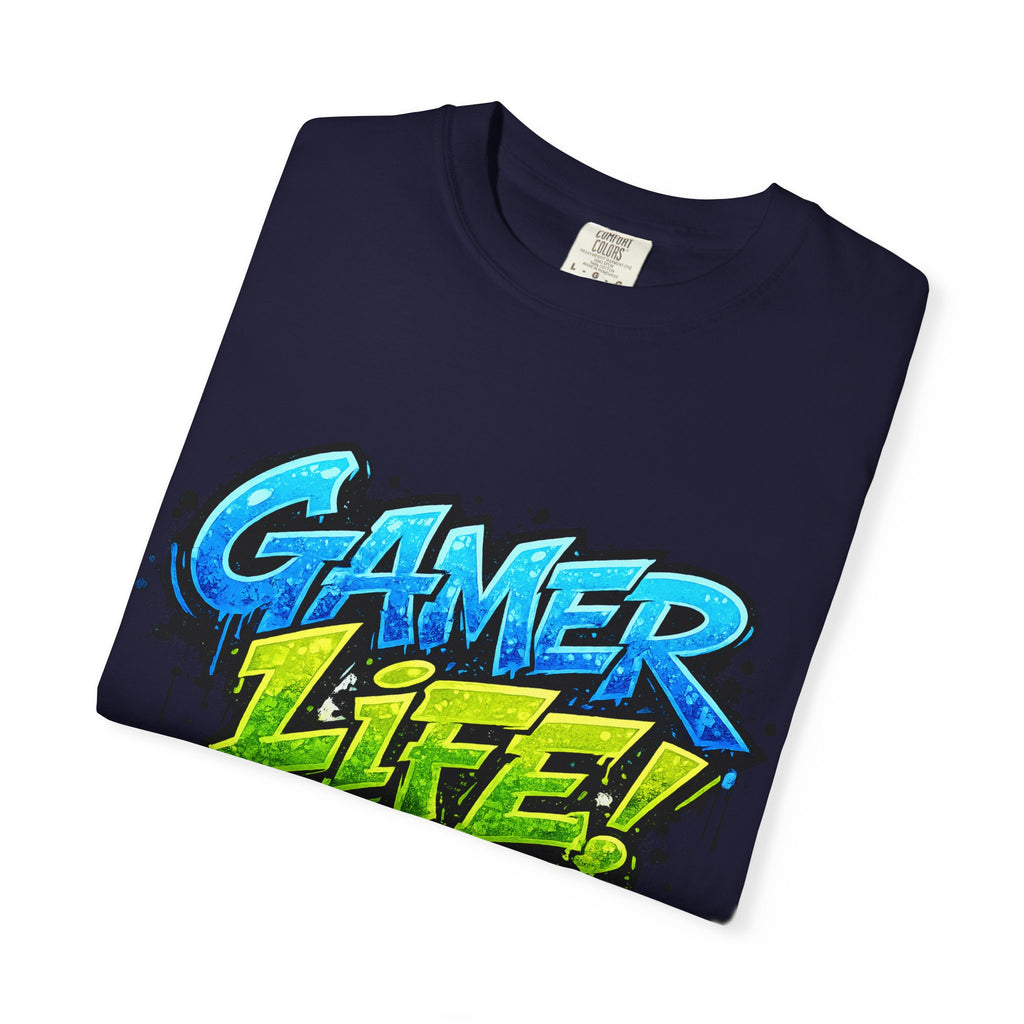 Gamer Life T-Shirt — Graphic Gaming Tee with Bold Graffiti Design