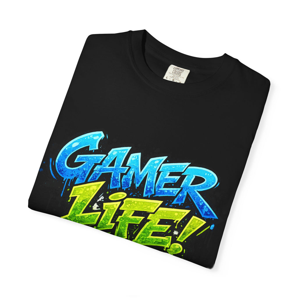 Gamer Life T-Shirt — Graphic Gaming Tee with Bold Graffiti Design