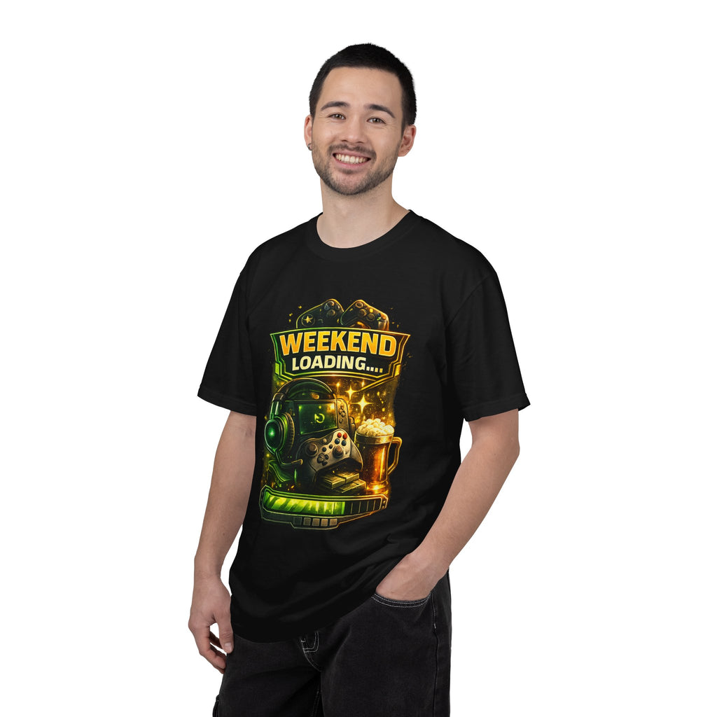 Weekend Loading Gamer T-Shirt — Headset, Controller & Coffee Tee
