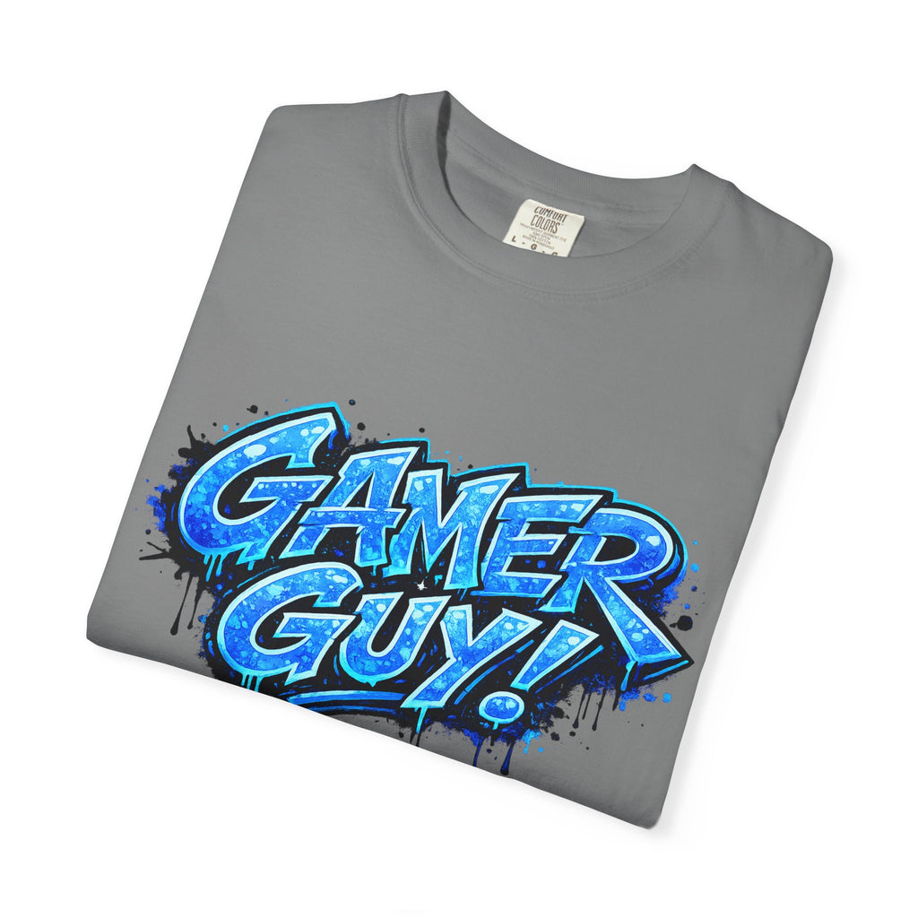 Gamer Guy T-Shirt — Blue Graffiti Gaming Tee for Men & Teens