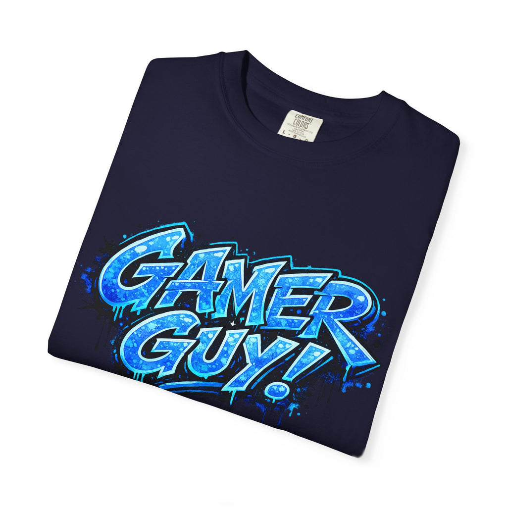 Gamer Guy T-Shirt — Blue Graffiti Gaming Tee for Men & Teens