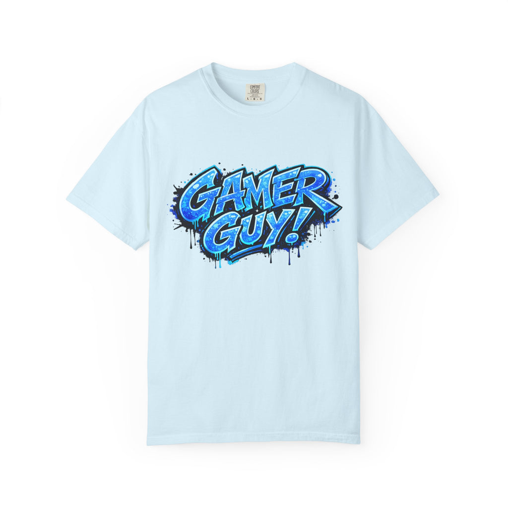 Gamer Guy T-Shirt — Blue Graffiti Gaming Tee for Men & Teens