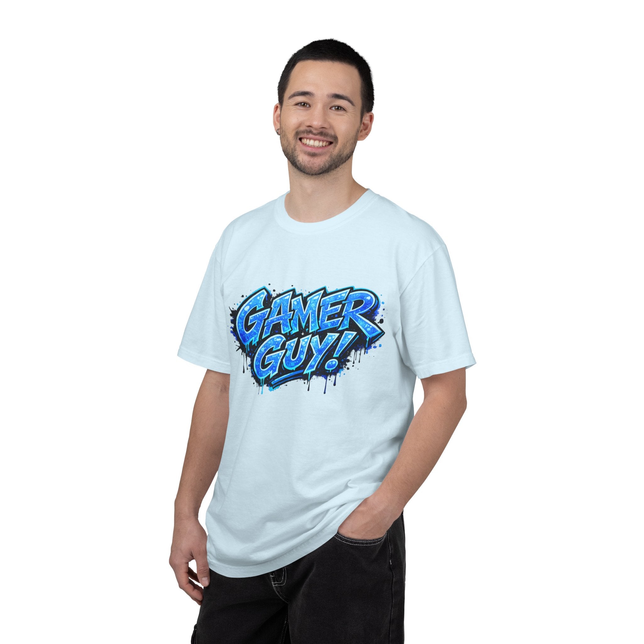 Gamer Guy T-Shirt — Blue Graffiti Gaming Tee for Men & Teens