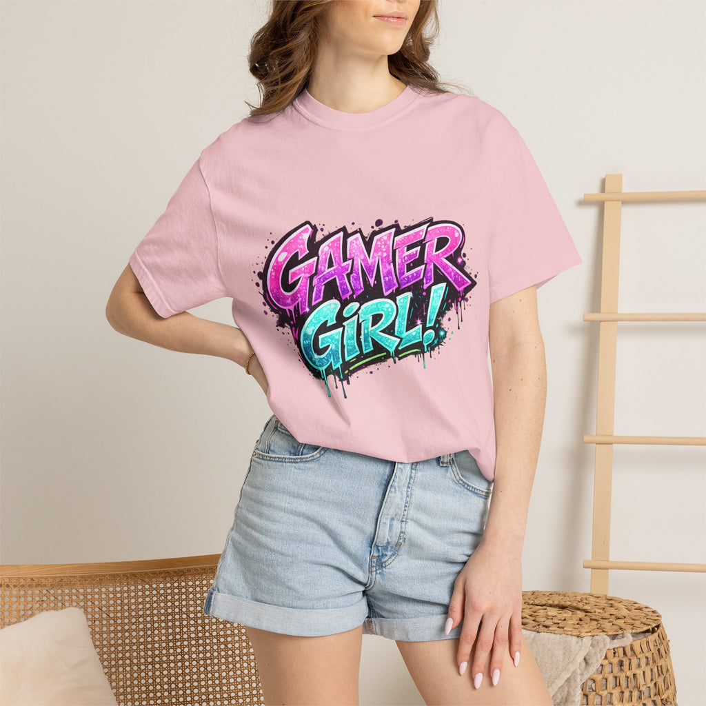 Gamer Girl T-Shirt — Retro Neon Graphic Tee for Female Gamers