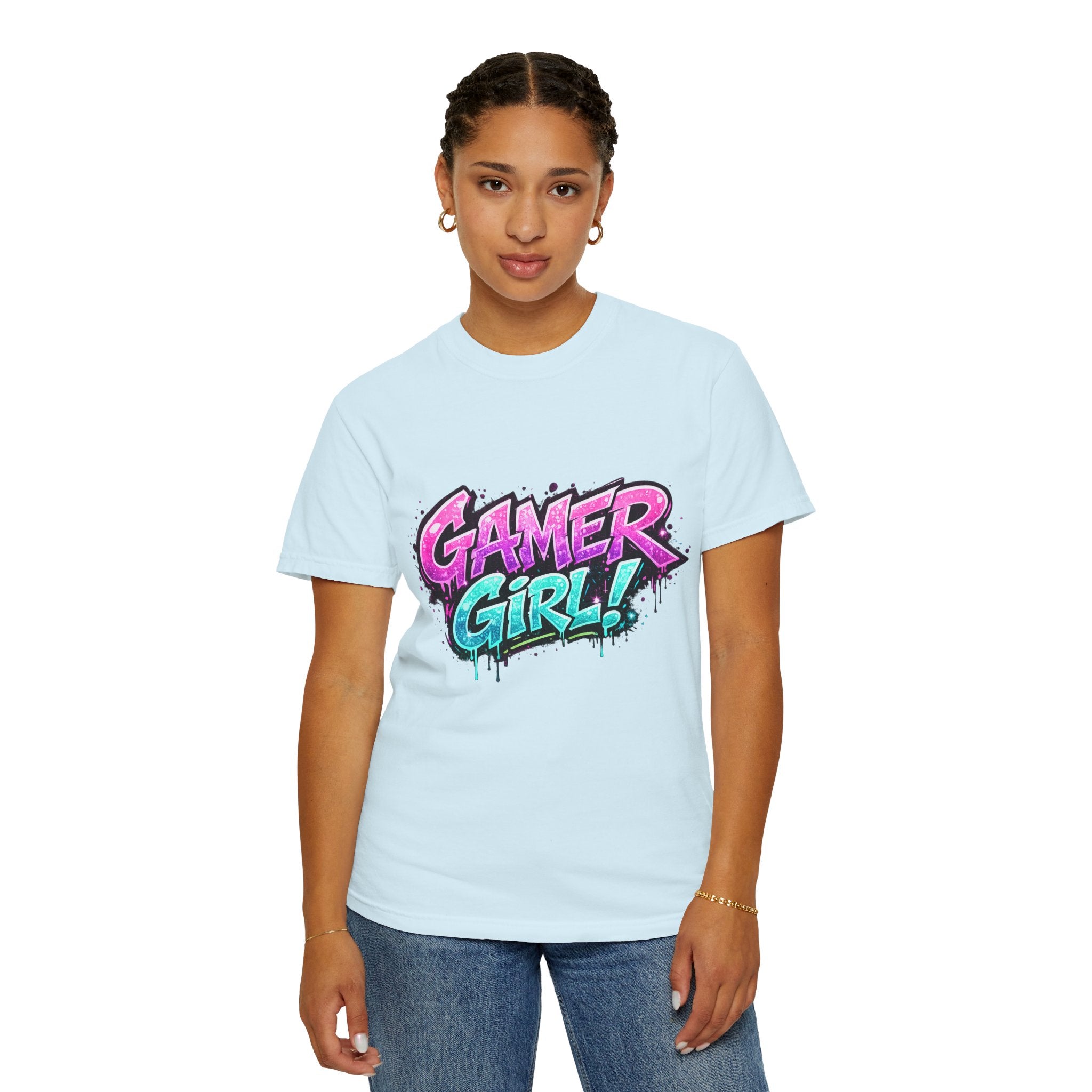 Gamer Girl T-Shirt — Retro Neon Graphic Tee for Female Gamers