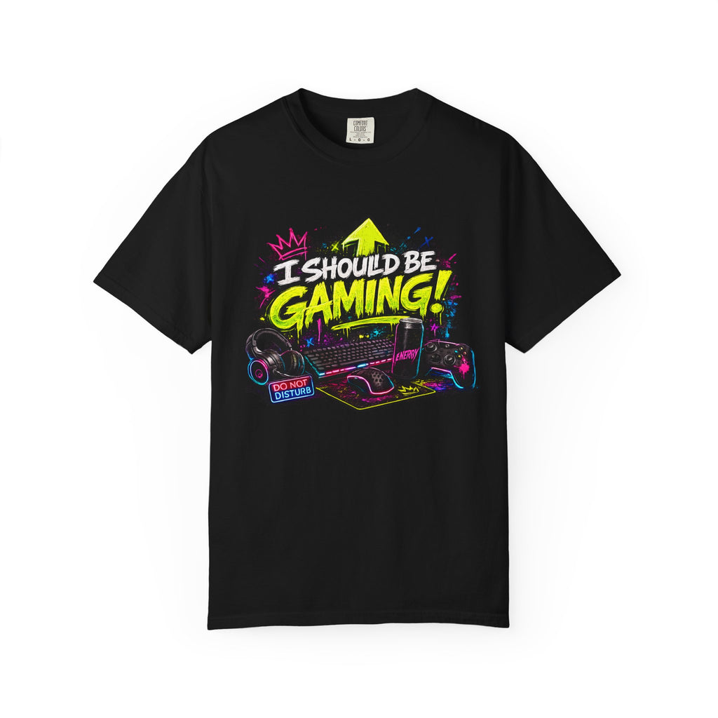 I Should Be Gaming T-Shirt — Neon Retro Gamer Tee