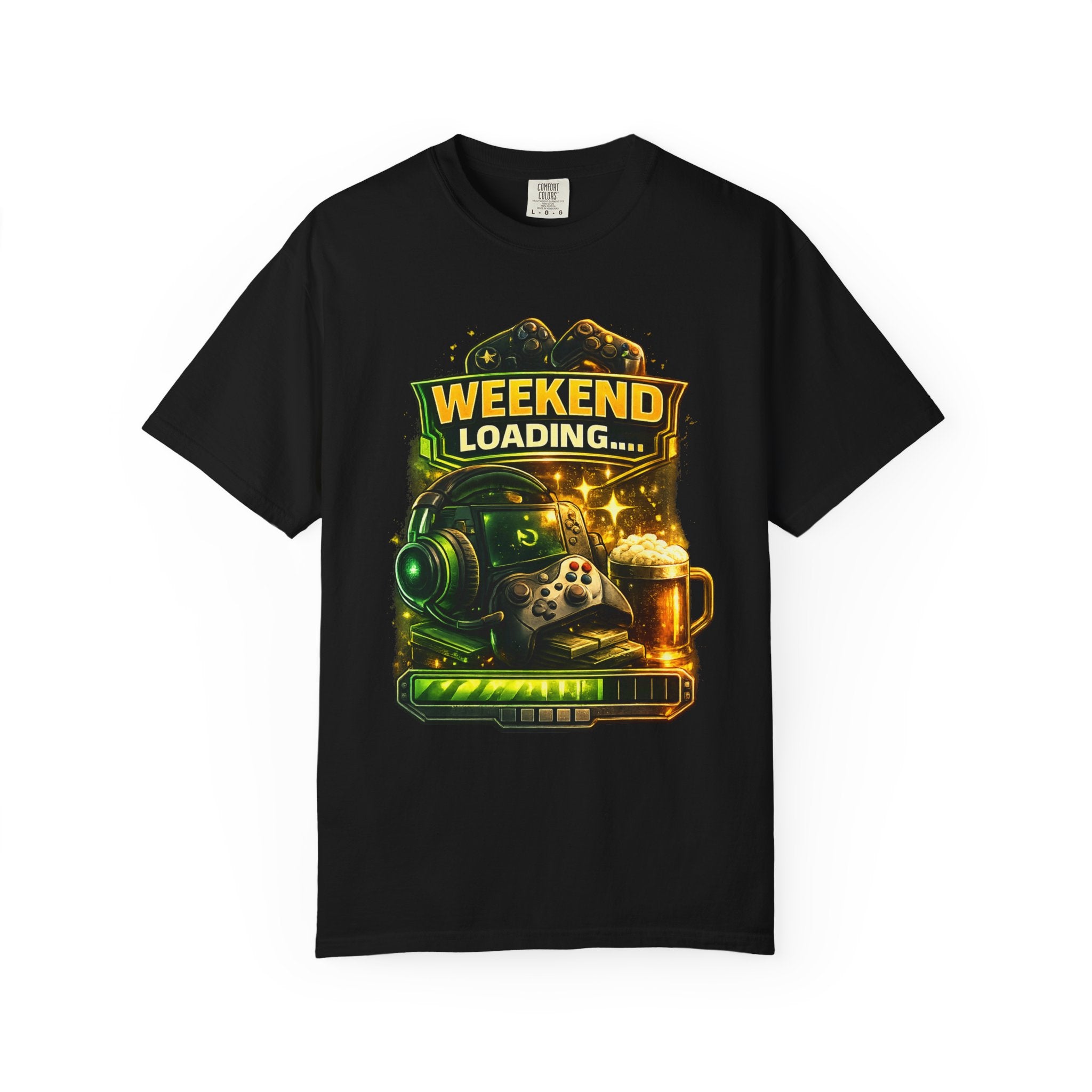 Weekend Loading Gamer T-Shirt — Headset, Controller & Coffee Tee
