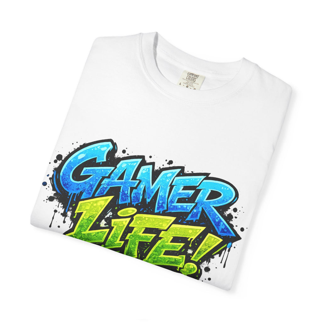 Gamer Life T-Shirt — Graphic Gaming Tee with Bold Graffiti Design