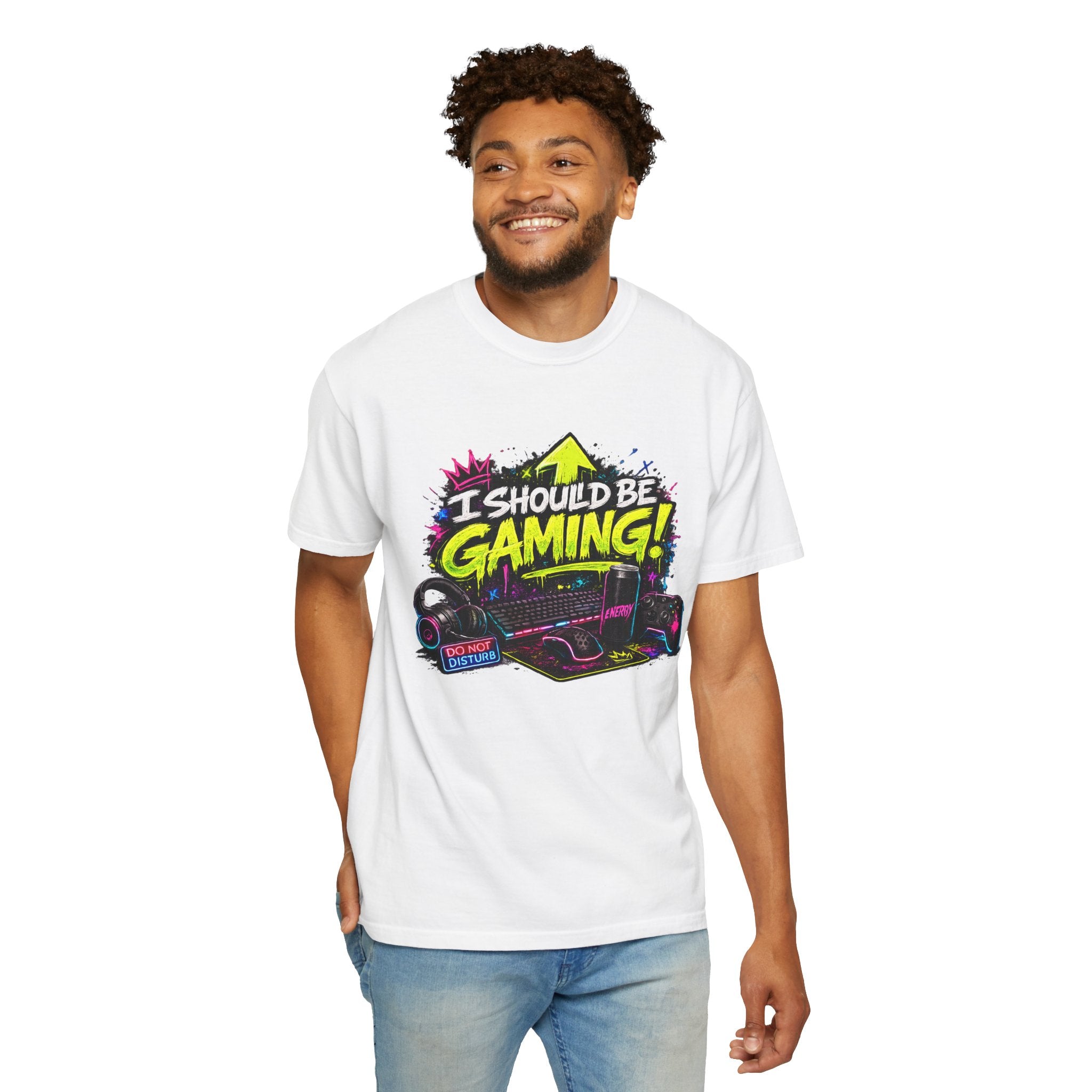 I Should Be Gaming T-Shirt — Neon Retro Gamer Tee