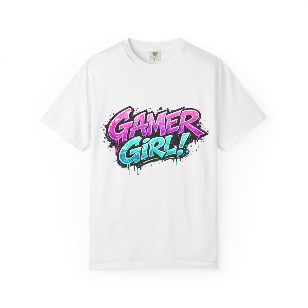 Gamer Girl T-Shirt — Retro Neon Graphic Tee for Female Gamers