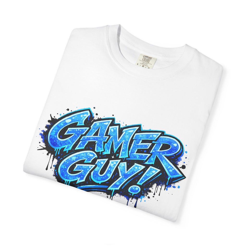 Gamer Guy T-Shirt — Blue Graffiti Gaming Tee for Men & Teens