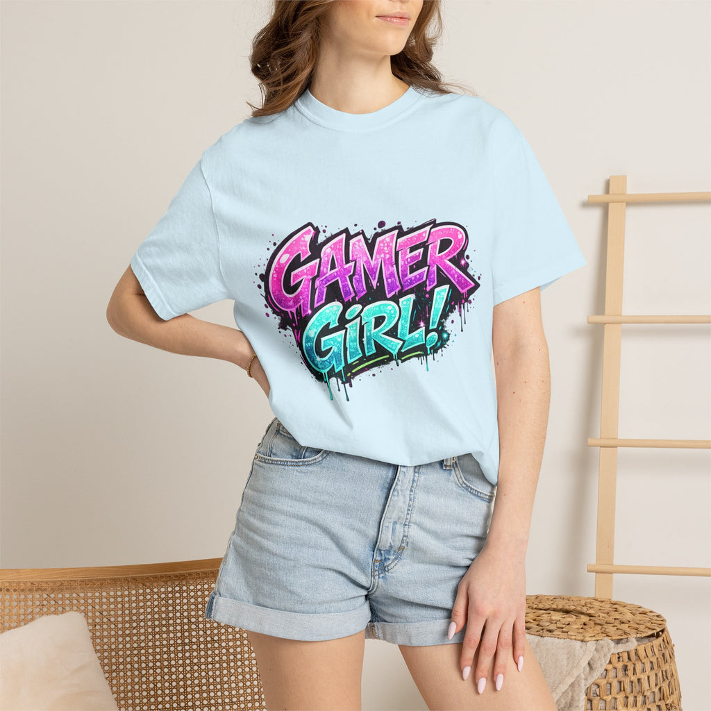 Gamer Girl T-Shirt — Retro Neon Graphic Tee for Female Gamers