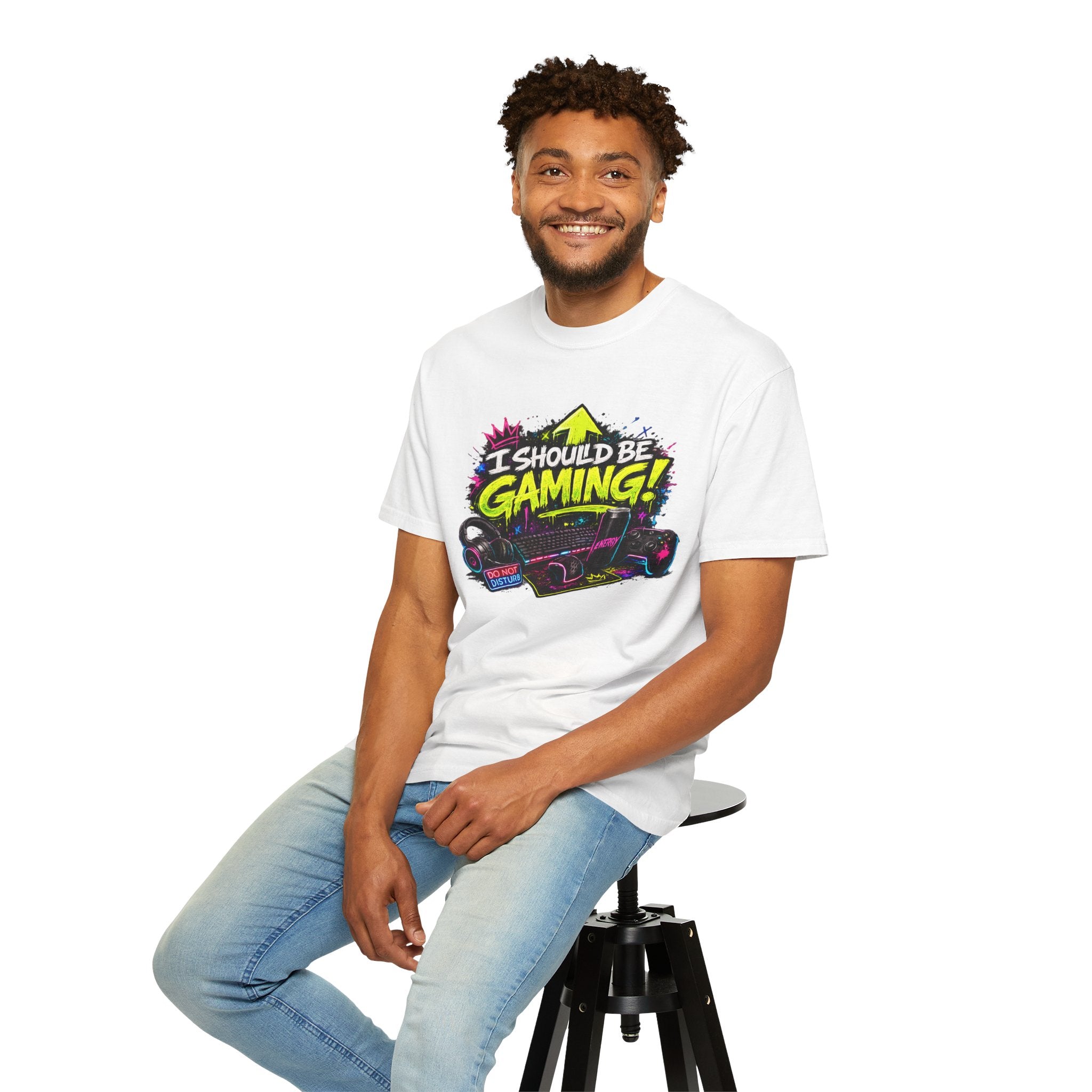 I Should Be Gaming T-Shirt — Neon Retro Gamer Tee