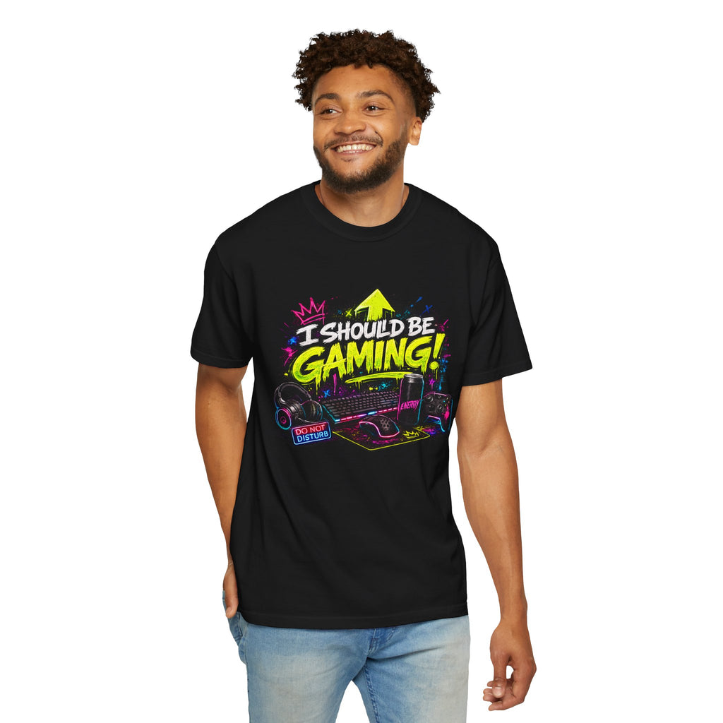 I Should Be Gaming T-Shirt — Neon Retro Gamer Tee