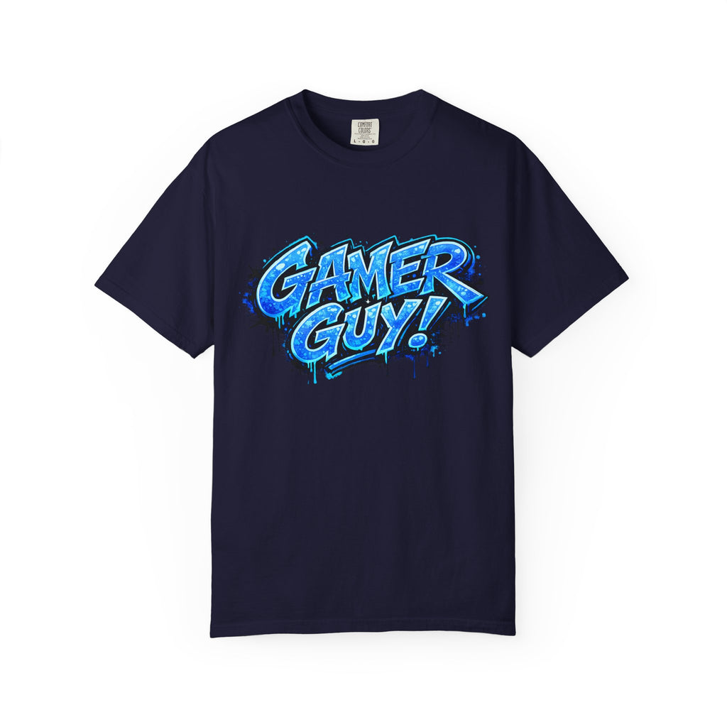 Gamer Guy T-Shirt — Blue Graffiti Gaming Tee for Men & Teens