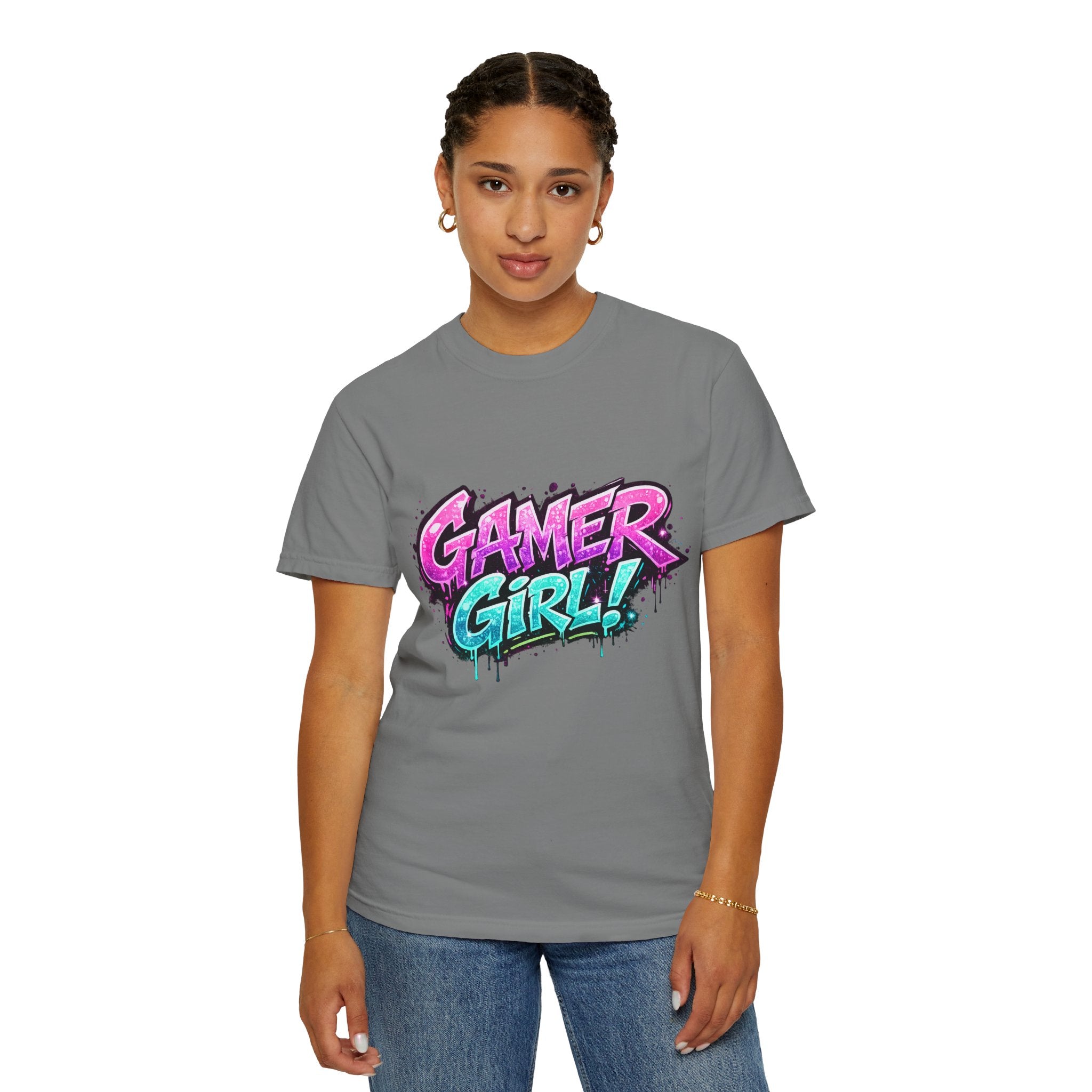 Gamer Girl T-Shirt — Retro Neon Graphic Tee for Female Gamers