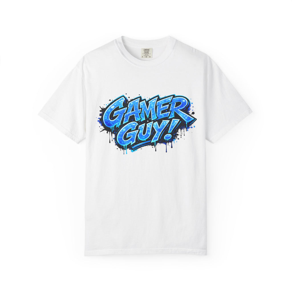 Gamer Guy T-Shirt — Blue Graffiti Gaming Tee for Men & Teens