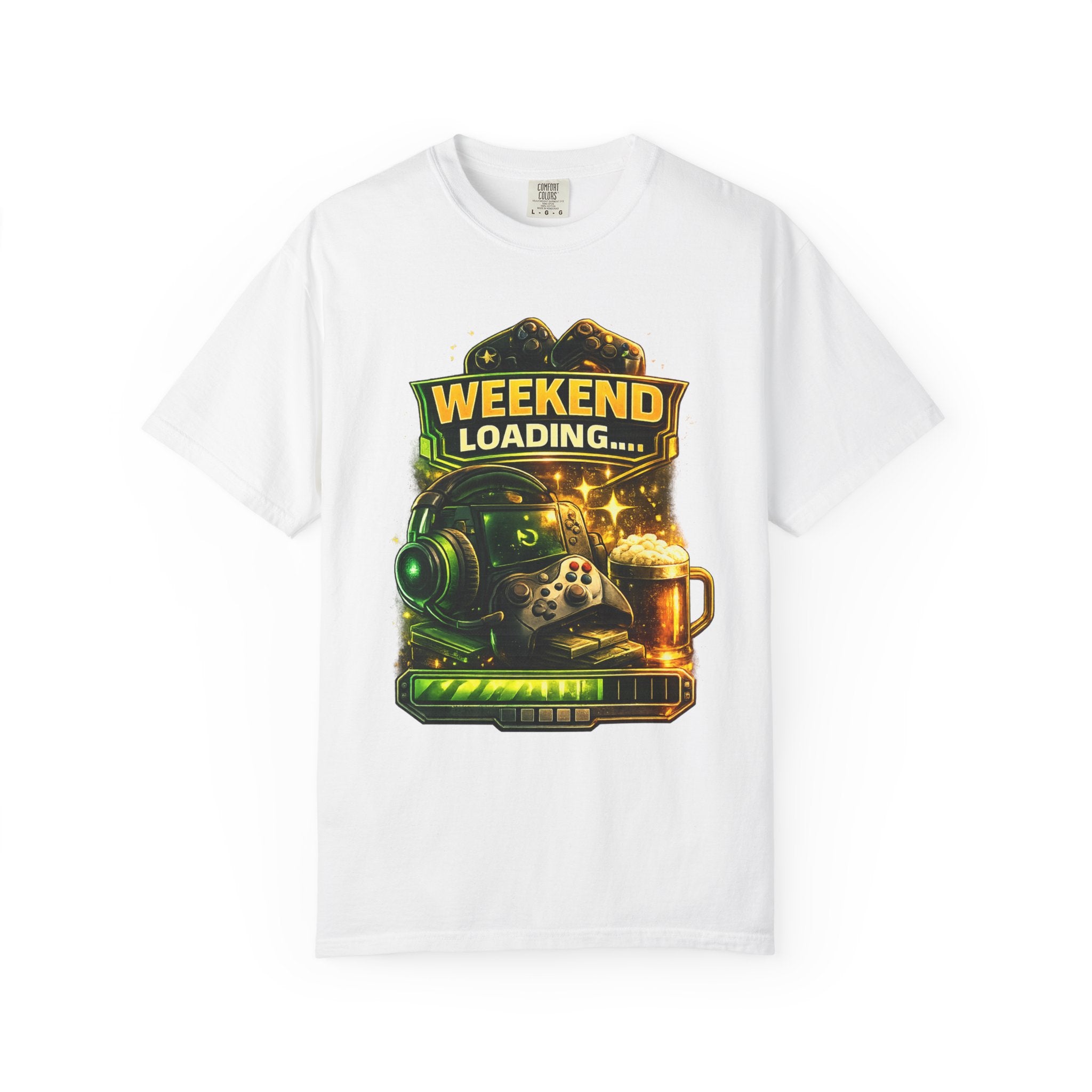 Weekend Loading Gamer T-Shirt — Headset, Controller & Coffee Tee