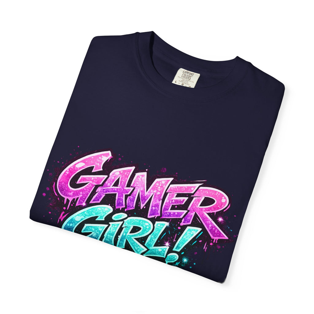 Gamer Girl T-Shirt — Retro Neon Graphic Tee for Female Gamers