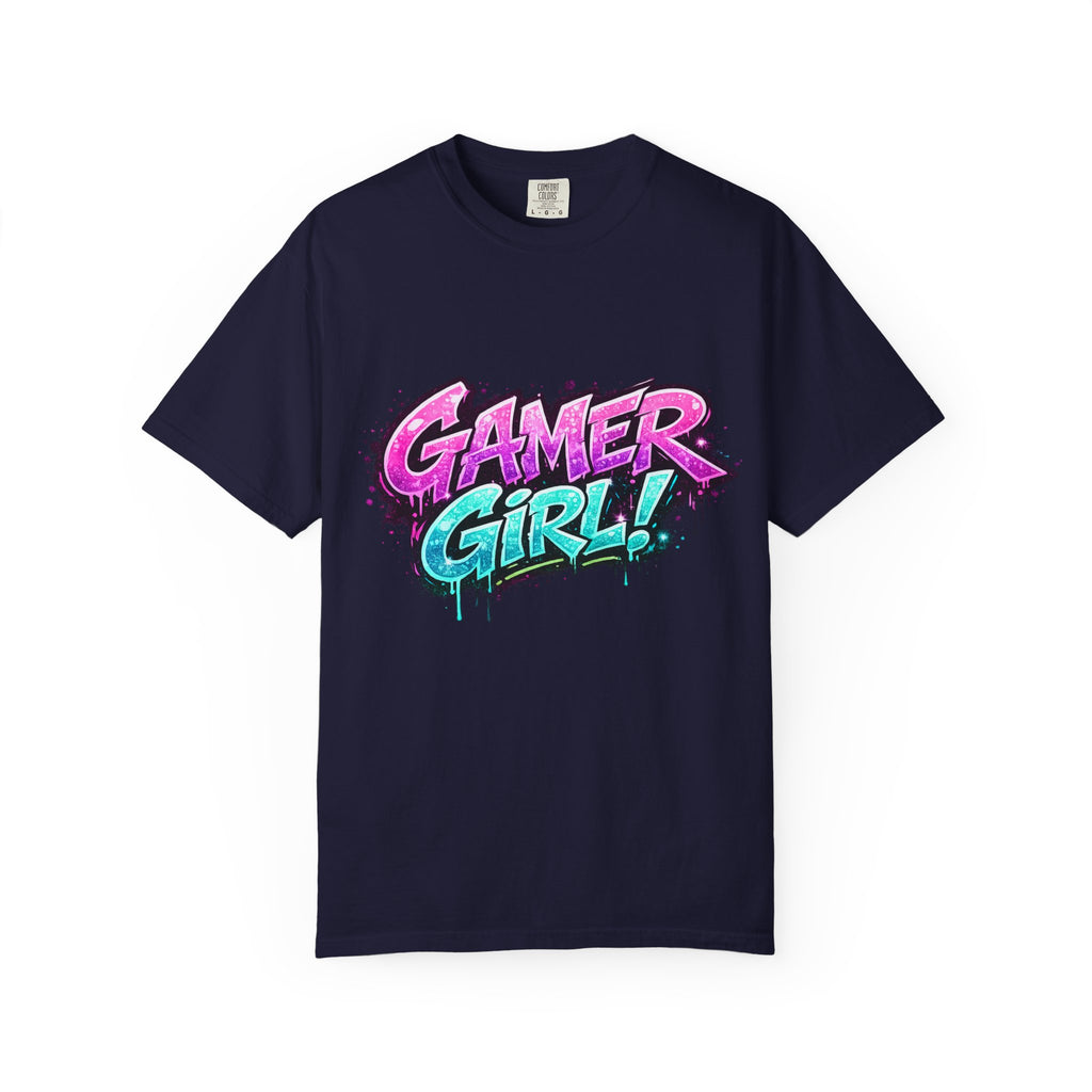 Gamer Girl T-Shirt — Retro Neon Graphic Tee for Female Gamers