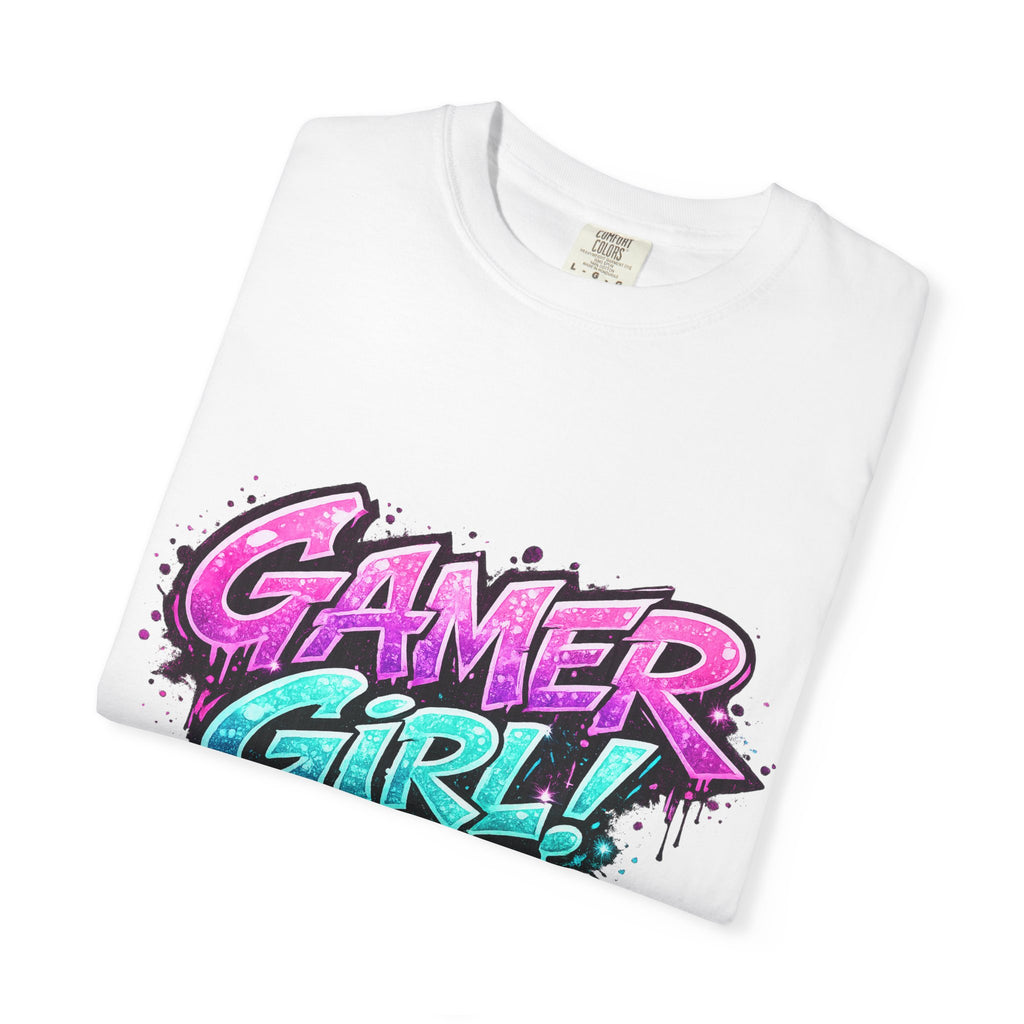 Gamer Girl T-Shirt — Retro Neon Graphic Tee for Female Gamers