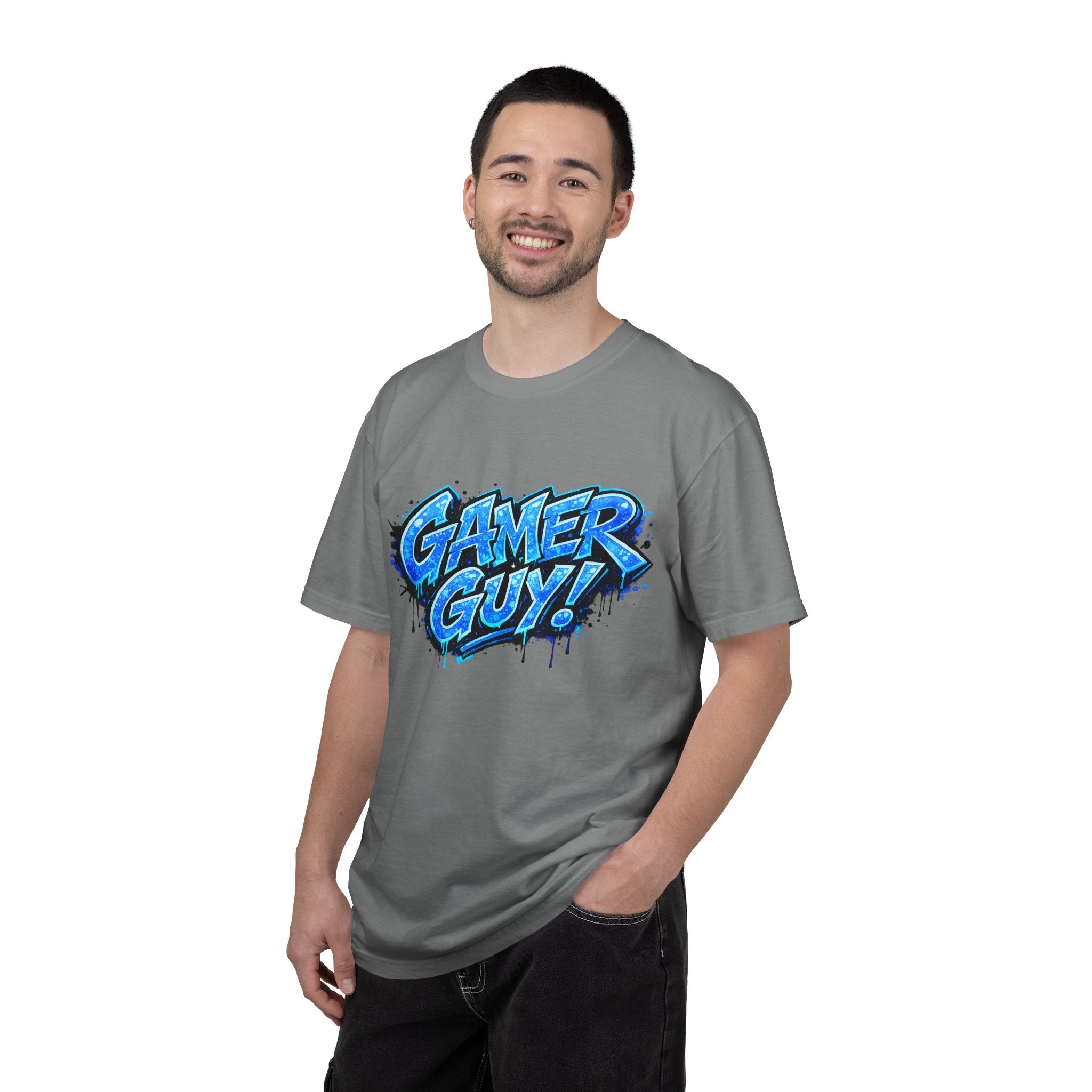 Gamer Guy T-Shirt — Blue Graffiti Gaming Tee for Men & Teens