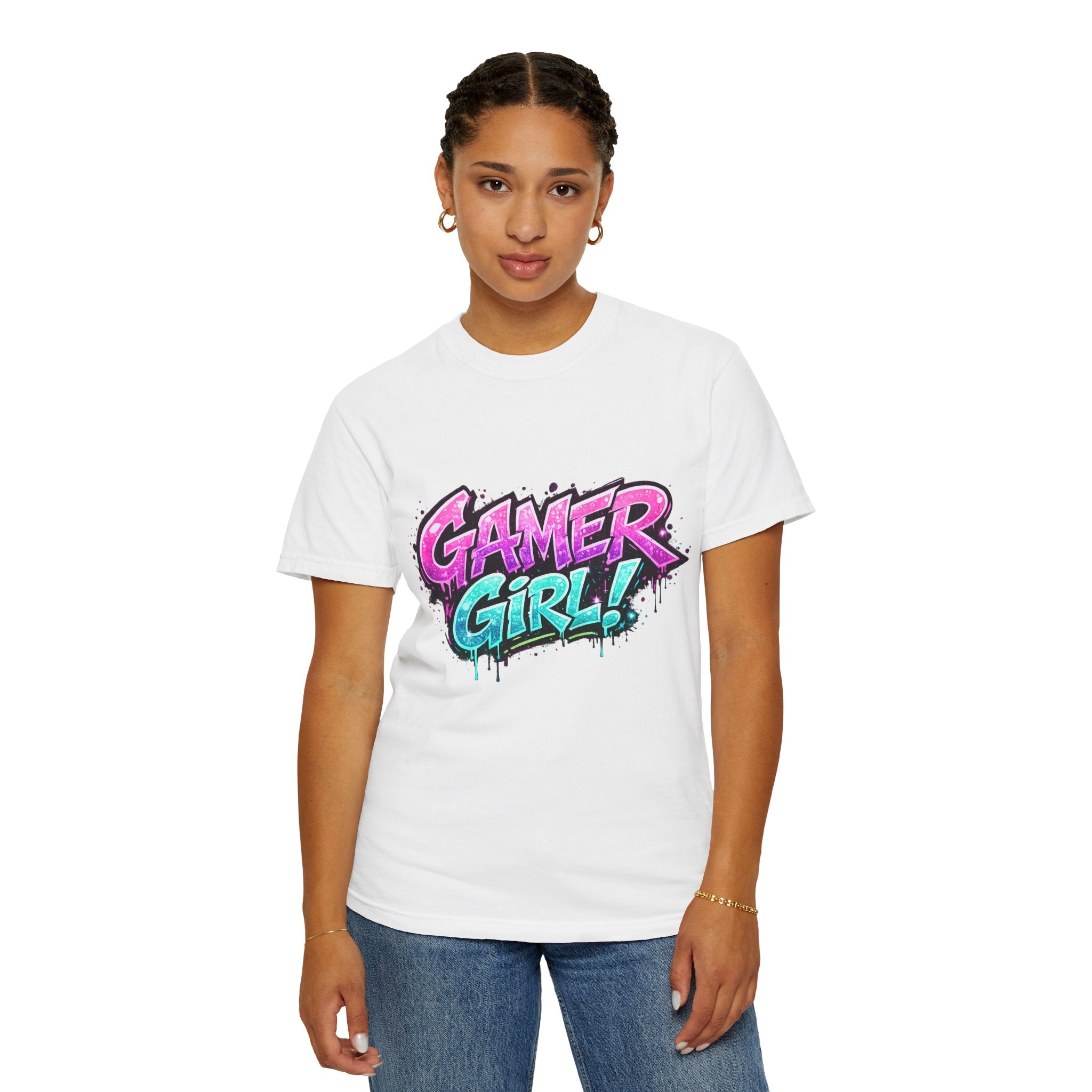 Gamer Girl T-Shirt — Retro Neon Graphic Tee for Female Gamers