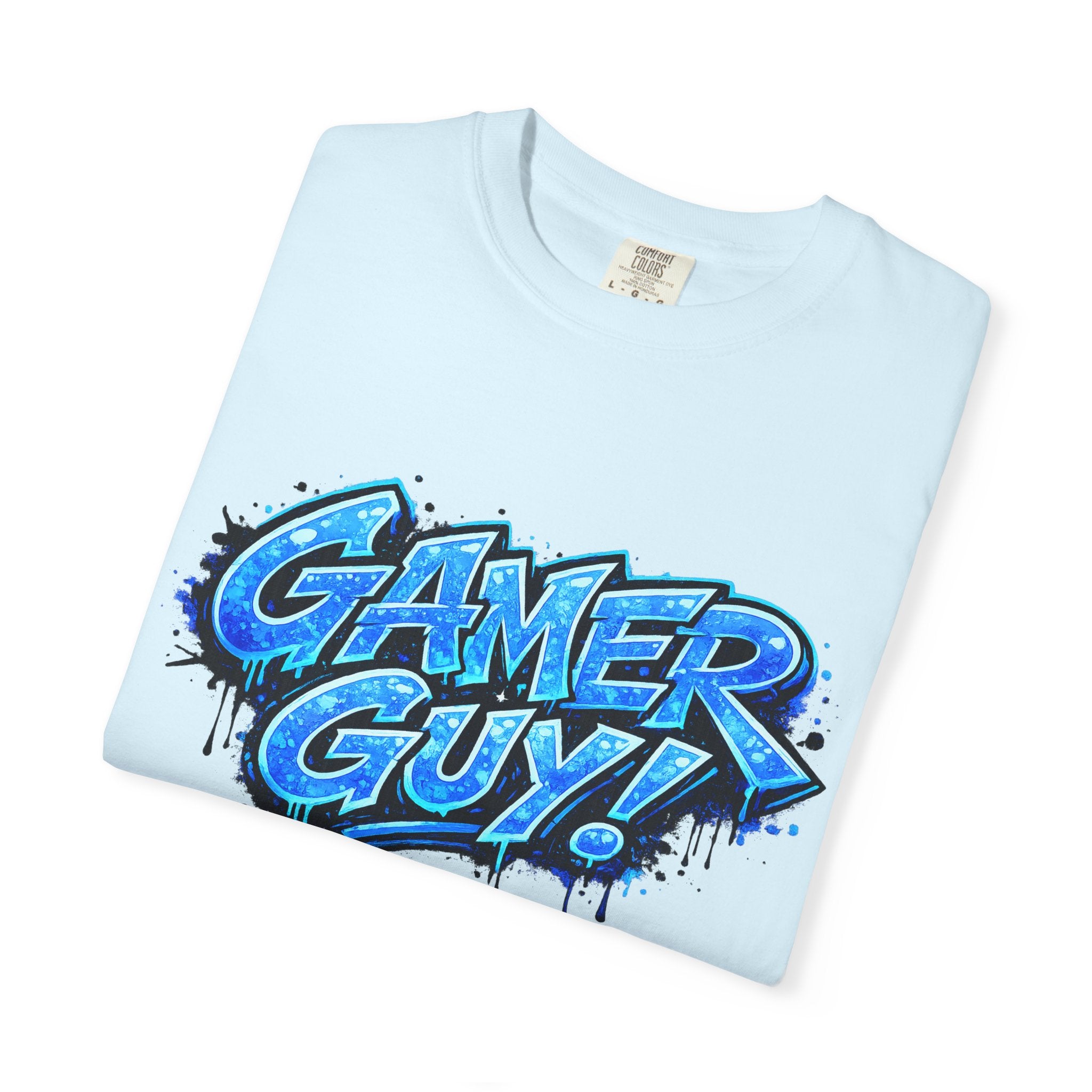 Gamer Guy T-Shirt — Blue Graffiti Gaming Tee for Men & Teens