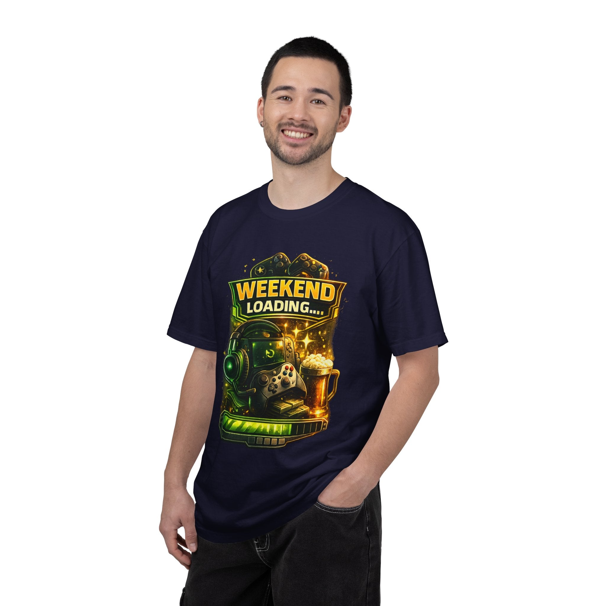 Weekend Loading Gamer T-Shirt — Headset, Controller & Coffee Tee