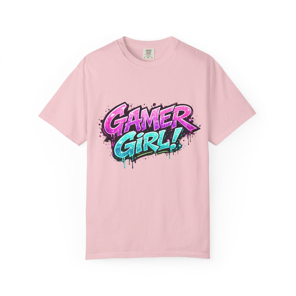 Gamer Girl T-Shirt — Retro Neon Graphic Tee for Female Gamers