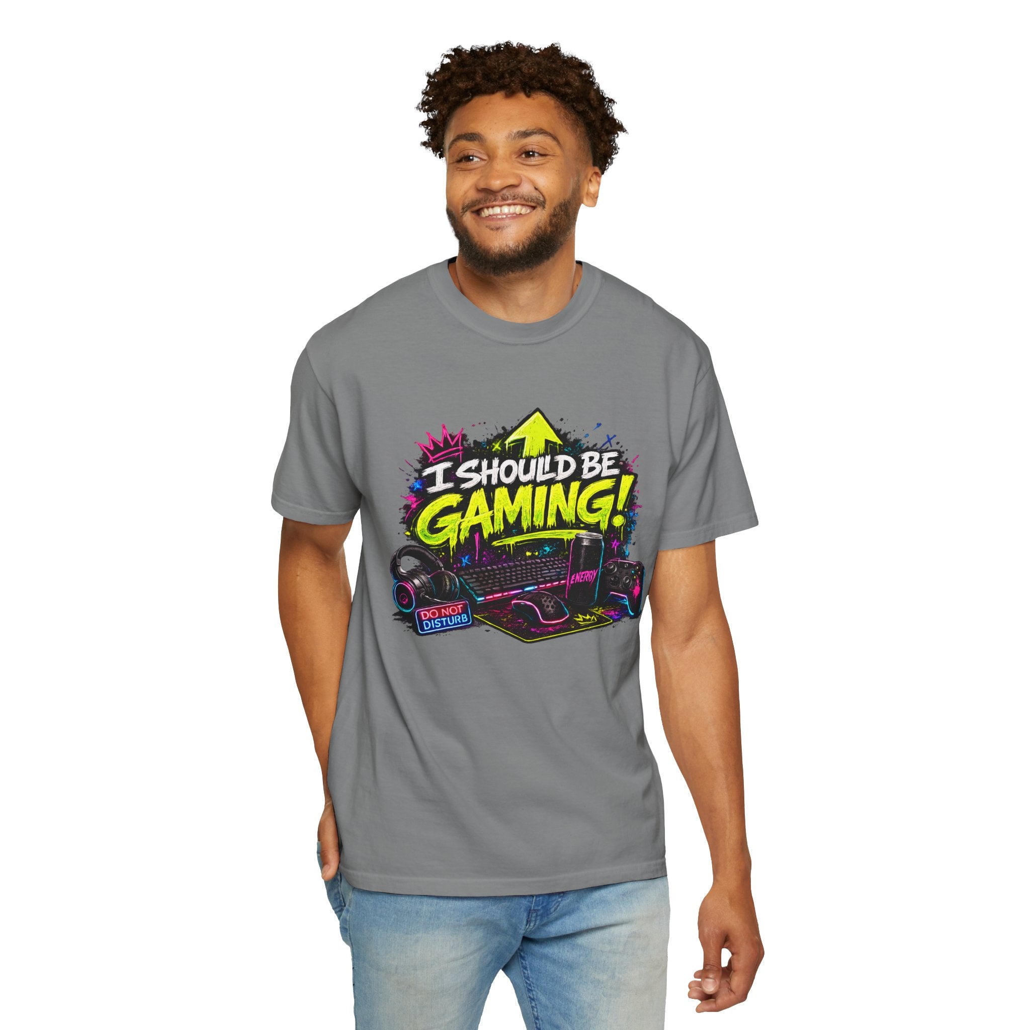 I Should Be Gaming T-Shirt — Neon Retro Gamer Tee