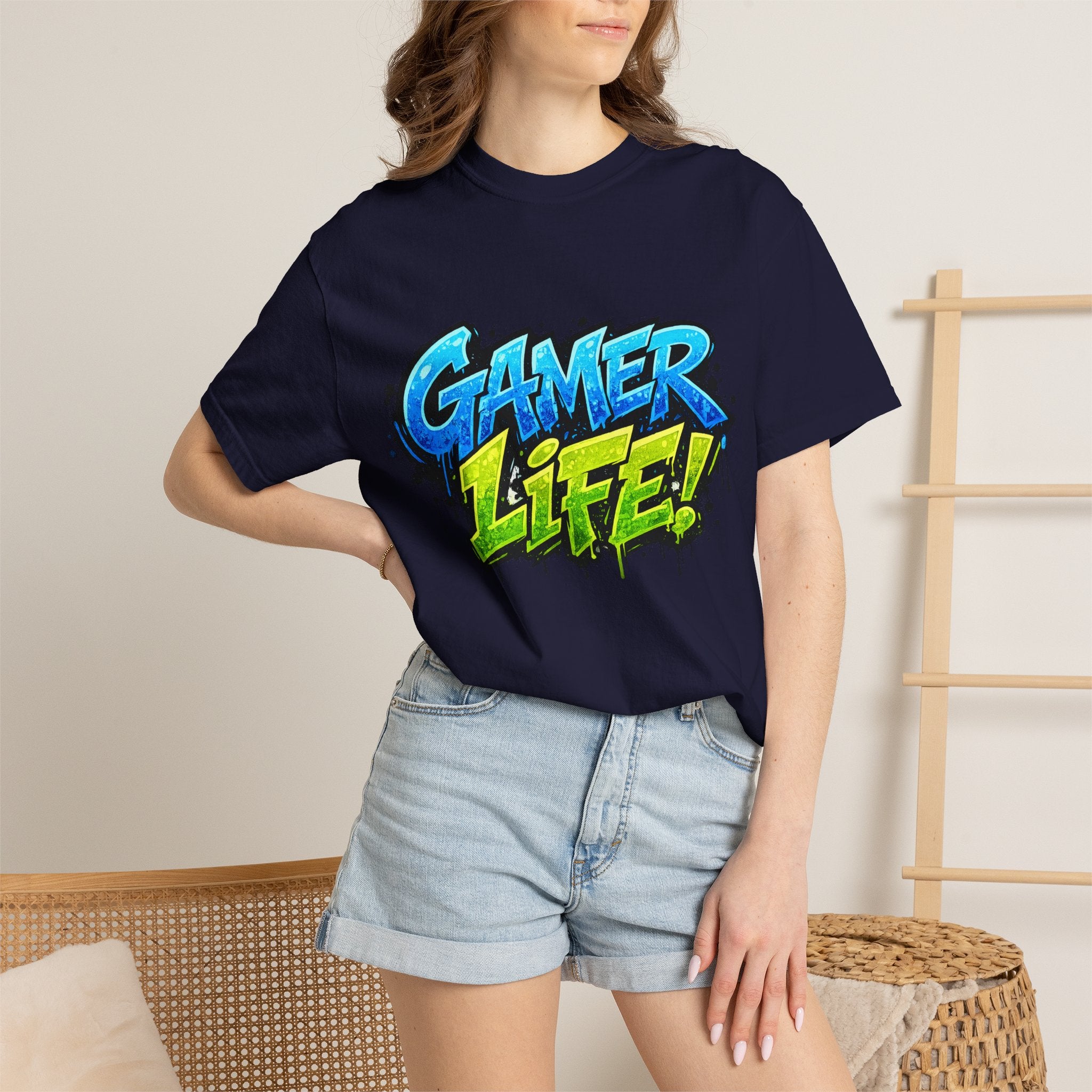 Gamer Life T-Shirt — Graphic Gaming Tee with Bold Graffiti Design