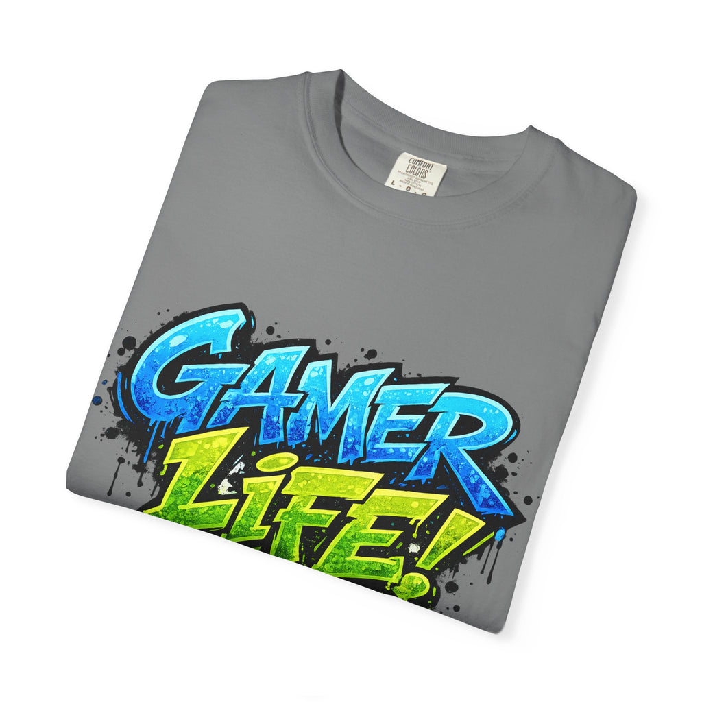 Gamer Life T-Shirt — Graphic Gaming Tee with Bold Graffiti Design